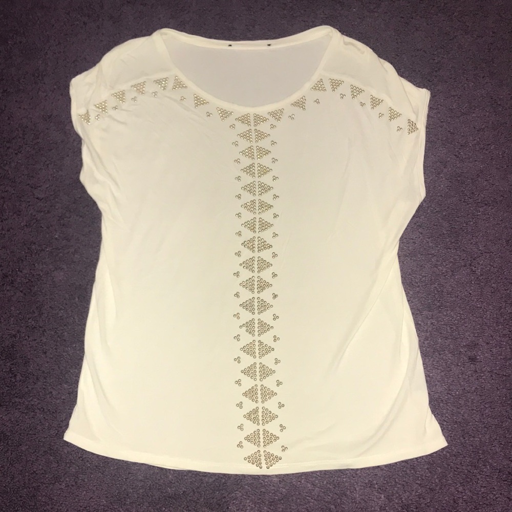 Cream Top with Gold Studs